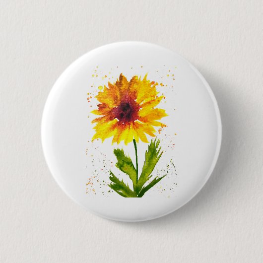 Gelbe Sonnenblume Blume elegant rustikal Button (Vorderseite)