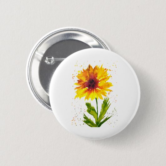 Gelbe Sonnenblume Blume elegant rustikal Button (Vorne & Hinten)