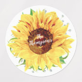 Gelbe Sonnenblume Blume Personalisiert Etiketten (Design 2)