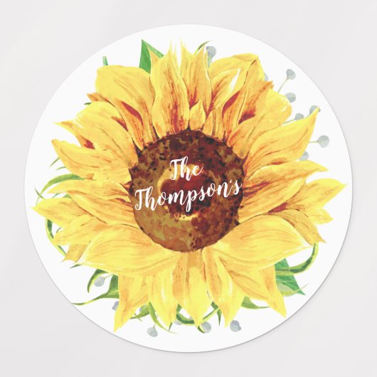 Gelbe Sonnenblume Blume Personalisiert Etiketten (Design 1)