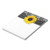 Gelbe Sonnenblume Blume Schwarz-weiß Damask Blumen Notizblock (Rotiert)