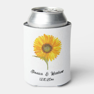 Gelbe Sonnenblume Blumenwelt Wasserfarben Hochzeit Dosenkühler