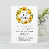 Gelbe Sonnenblume Blüte 50. Hochzeitstag Einladung (Stehend Vorderseite)