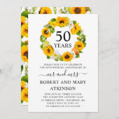 Gelbe Sonnenblume Blüte 50. Hochzeitstag Einladung (Vorne/Hinten)