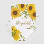 Gelbe Sonnenblume, Blütenblütenweibchen Golfhandtuch (Insitu)