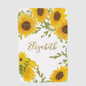 Gelbe Sonnenblume, Blütenblütenweibchen Golfhandtuch (Vorderseite)