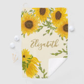 Gelbe Sonnenblume, Blütenblütenweibchen Golfhandtuch (Insitu)