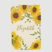 Gelbe Sonnenblume, Blütenblütenweibchen Golfhandtuch (Vorderseite)