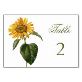 Gelbe Sonnenblume Botanical Vintage Tischnummer (Vorderseite)