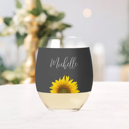 Gelbe Sonnenblume Botanisch Eingrau Weinglas Ohne Stiel (Insitu (Hochzeit))