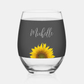 Gelbe Sonnenblume Botanisch Eingrau Weinglas Ohne Stiel (Vorderseite)