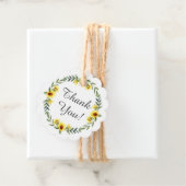 Gelbe Sonnenblume Brautparty Gefälligkeitsmarke Geschenkanhänger (Beispiel)