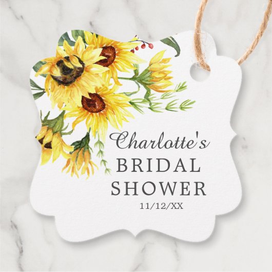 Gelbe Sonnenblume Brautparty Gefälligkeitsmarke Geschenkanhänger (Rückseite)