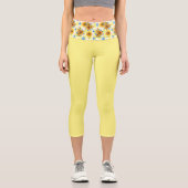 Gelbe Sonnenblume Capri Leggings (Vorderseite)