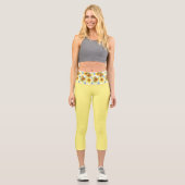 Gelbe Sonnenblume Capri Leggings (Vorderseite)
