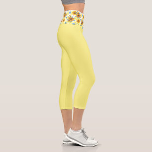 Gelbe Sonnenblume Capri Leggings
