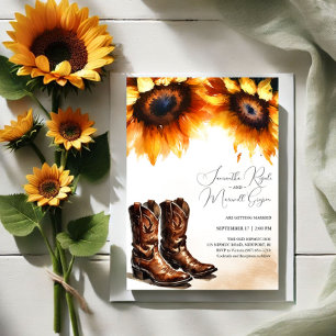 Gelbe Sonnenblume Cowboy Boots Einladung Hochzeit