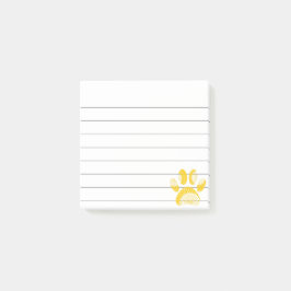 Gelbe Sonnenblume Dog Paw Print Lined 3x3 Post-it Klebezettel