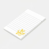 Gelbe Sonnenblume Dog Paw Print Linke Post-it Klebezettel (angewinkelt)