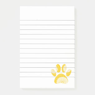 Gelbe Sonnenblume Dog Paw Print Linke Post-it Klebezettel