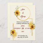 Gelbe Sonnenblume Elegante Hochzeit Einladung (Vorne/Hinten)