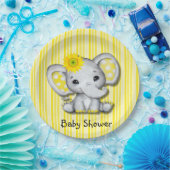 Gelbe Sonnenblume Elephant Babydusche Pappteller (Party)