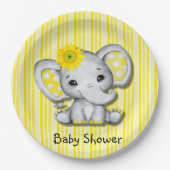 Gelbe Sonnenblume Elephant Babydusche Pappteller (Vorderseite)