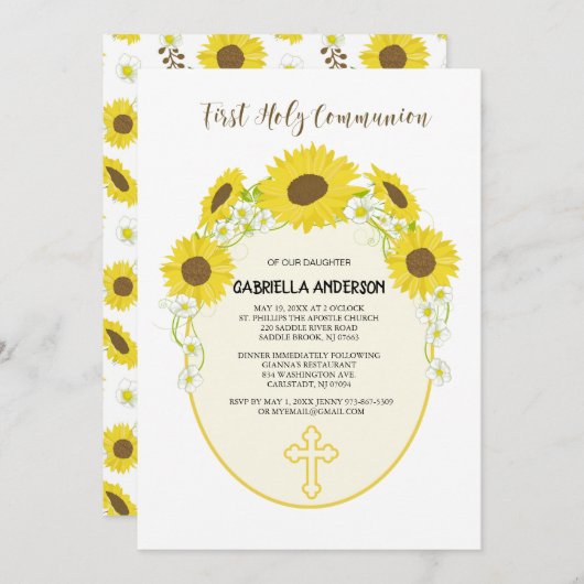 Gelbe Sonnenblume-erste heilige Einladung (Vorne/Hinten)