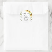 Gelbe Sonnenblume Eukalyptus String Lights Hochzei Runder Aufkleber (Tasche)