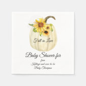 Gelbe Sonnenblume Fall Weiße Pumpkindusche Serviette (Vorderseite)