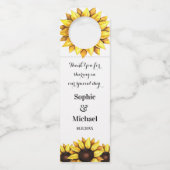 Gelbe Sonnenblume Flaschenanhänger (Vorderseite)