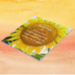 Gelbe Sonnenblume Fliese<br><div class="desc">Keramik-Kachel mit dem Foto einer hellen, gelben Sonnenblumenblüte, zusammen mit den inspirierenden Worten des Serenity-Gebets, in weißer, stilisierter Schrift gedruckt. Ein schönes, blumengeschmücktes Design! Wählen Sie Ihre Kachelgröße aus. Macht ein nachdenkliches Geschenk für Familie und Freunde!</div>