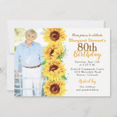 Gelbe Sonnenblume Foto 80. Geburtstag Einladung (Vorderseite)
