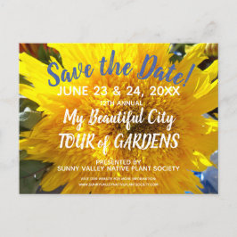 Gelbe Sonnenblume Foto Gartenreise Save the Date Einladungspostkarte