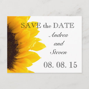 Gelbe Sonnenblume-Foto-Save the Date Postkarte