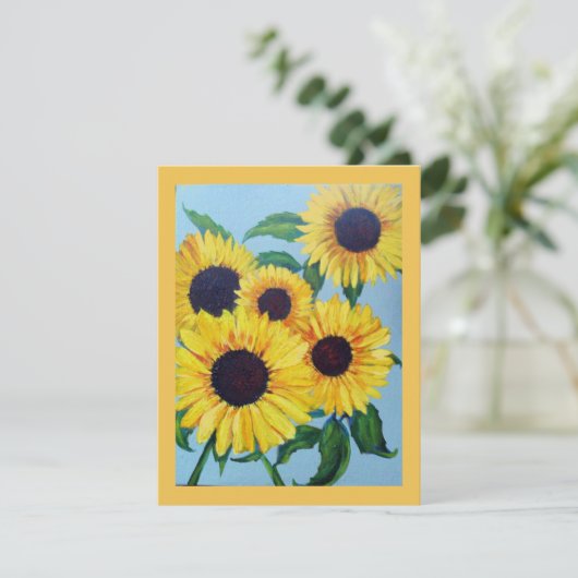 Gelbe Sonnenblume Geburtstagskarte (Stehend Vorderseite)