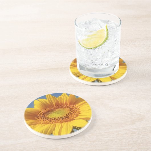 Gelbe Sonnenblume Getränkeuntersetzer (Seite)