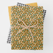 Gelbe Sonnenblume Gingham Wrapping Paper Set Geschenkpapier Set (Beispiel)