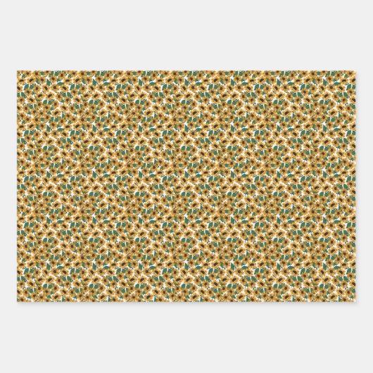 Gelbe Sonnenblume Gingham Wrapping Paper Set Geschenkpapier Set (Vorderseite)