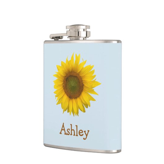 Gelbe Sonnenblume Girly Blues Flachmann (Links)