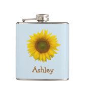 Gelbe Sonnenblume Girly Blues Flachmann (Vorderseite)