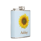 Gelbe Sonnenblume Girly Blues Flachmann (Rechts)