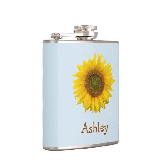 Gelbe Sonnenblume Girly Blues Flachmann (Rechts)