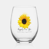 Gelbe Sonnenblume glücklicherweise je nach Hochzei Weinglas Ohne Stiel (Rückseite)