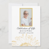 Gelbe Sonnenblume Grafische Feier des Lebens Einladung (Vorderseite)