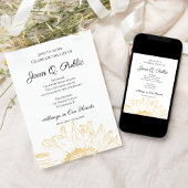 Gelbe Sonnenblume Grafische Feier des Lebens Einladung