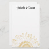 Gelbe Sonnenblume Grafische Hochzeit Briefpapier (Vorne/Hinten)