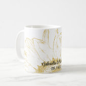 Gelbe Sonnenblume Grafische Hochzeit Kaffeetasse (Vorderseite Links)