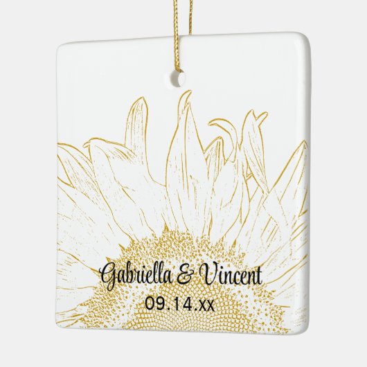 Gelbe Sonnenblume Grafische Hochzeit Keramikornament (Links)