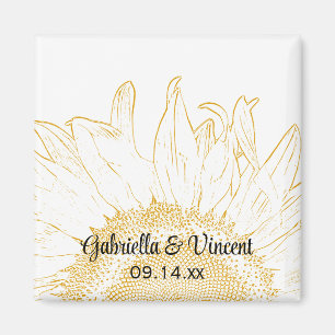 Gelbe Sonnenblume-grafische Hochzeit Magnet
